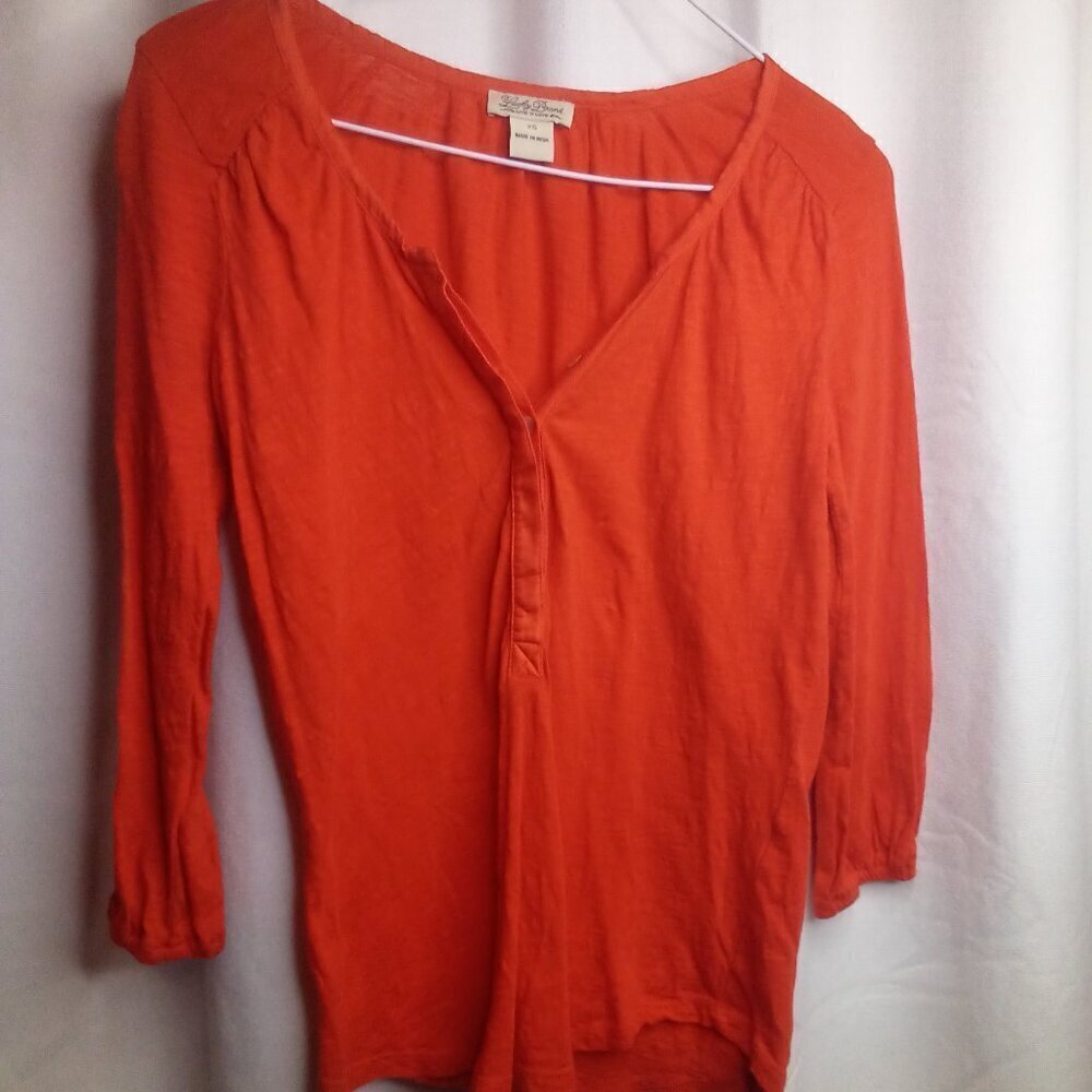 Lucky Brand Blouse XS 3/4 Sleeve Orange